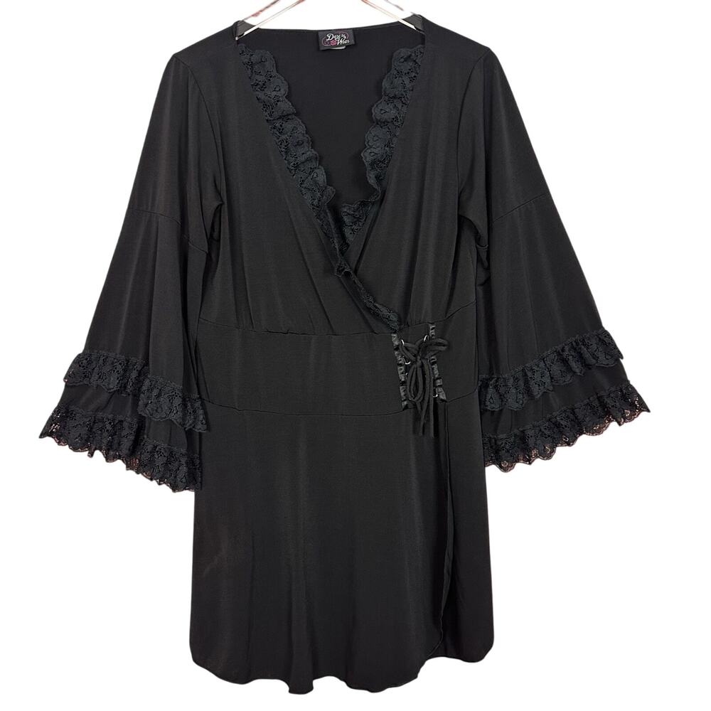 Vintage Y2K Womens 2X Dare To Wear Lace Trim Dress Whimsigoth Witchy Grunge Goth